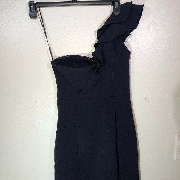 H&M Divided - Black One Shoulder Ruffle Mini Dress - Size 4 - Picture 4 of 9